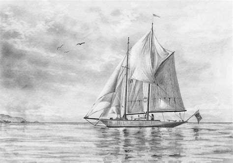 Sailing Boat Pencil Drawing