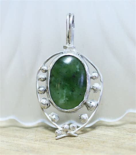 Large Natural BC British Columbia Jade Pendant in Solid