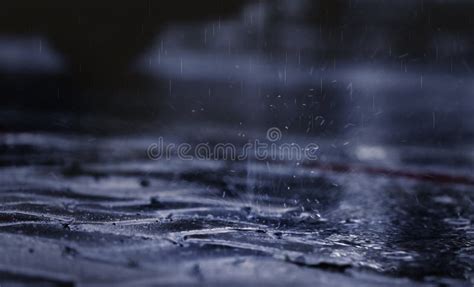 Night Scene of Hard Rain Fall in the City. Stock Photo - Image of background, environment: 197915138