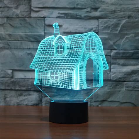 new house 3D lights colorful touch LED visual light creative gift decorative lamp-in Novelty ...