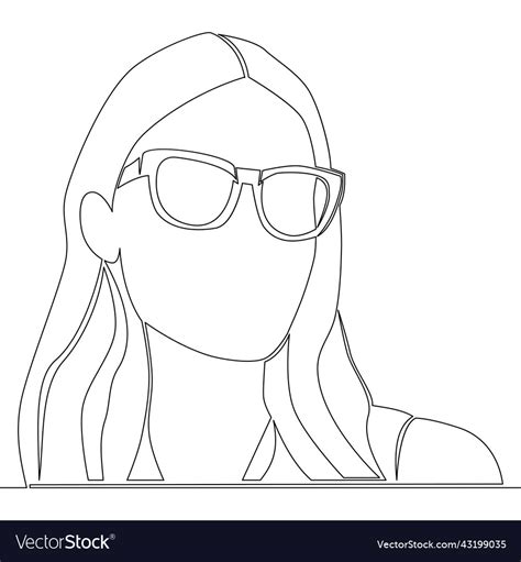 Continuous line drawing woman with glasses concept