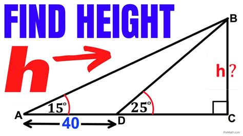 Angle of Elevation: Find the Height "h" in this Right Triangle | Fast & Easy Tutorial - YouTube