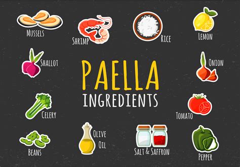 Paella Ingredients Illustration 135571 Vector Art at Vecteezy