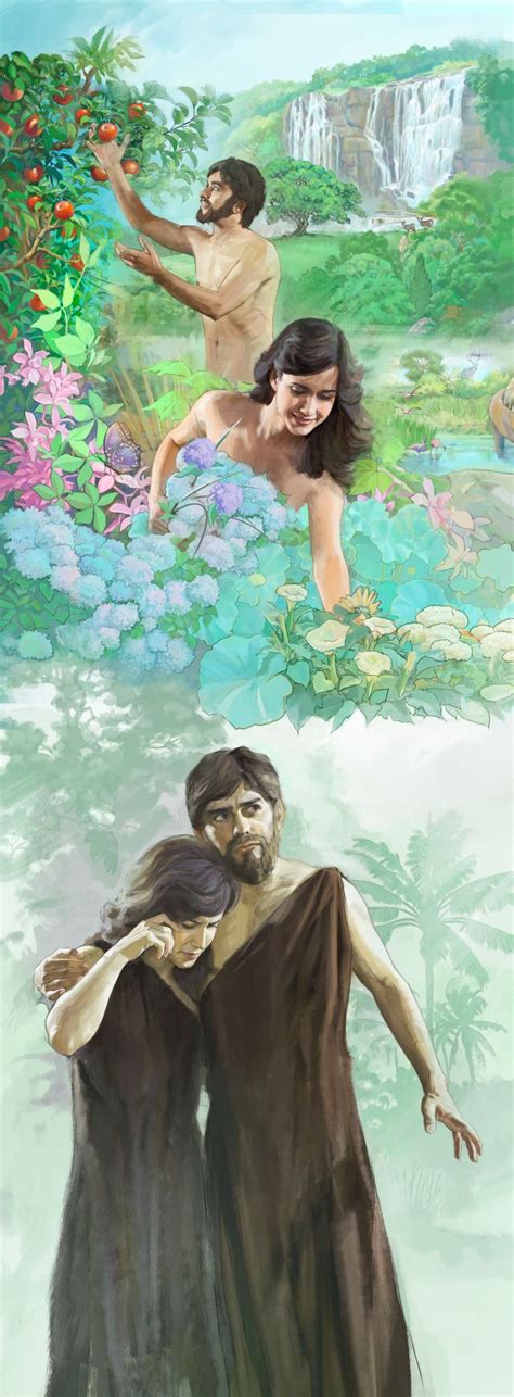 Adam and Eve in the garden of Eden and later being put out of the garden Psalm 133, Isaiah 25 ...