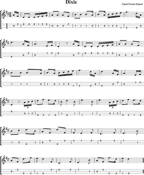 Dixie Dulcimer Tab and Sheet Music