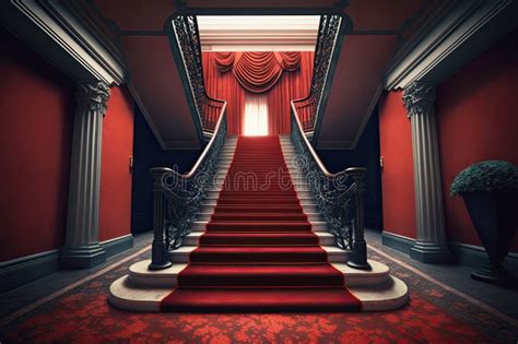 Red Carpet on Stairs Luxury Interior. Stock Illustration - Illustration ...