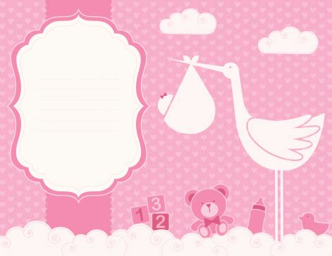 Baby Girl Birth Announcement Card Stock Illustration - Download Image ...