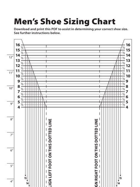 Mens Printable Shoe Size Chart