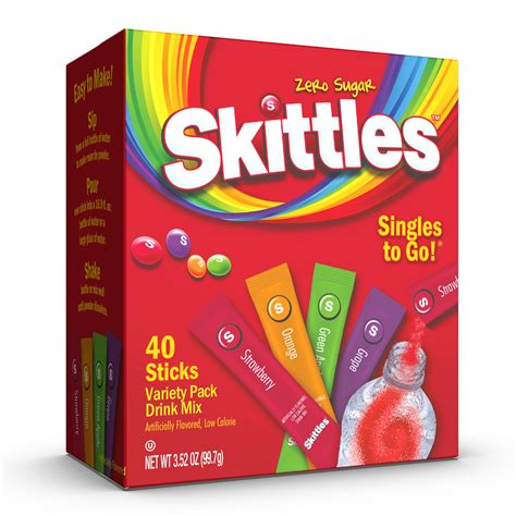 Buy (40 Packets) Skittles Variety Pack Sugar Free, On-The-Go, Caffeine ...