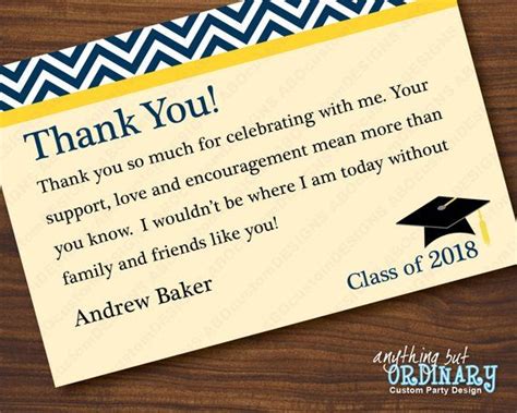 Navy and Gold 2021 Graduation Thank You Note Chevron Top | Etsy | Thank you notes graduation ...