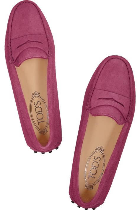 Tod's Gommino Suede Loafers in Pink | Lyst