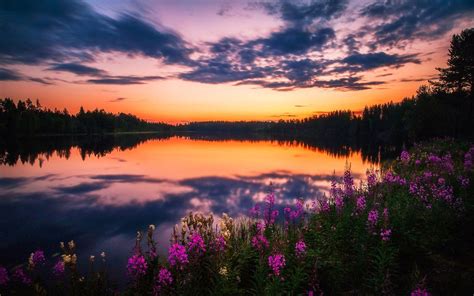 Amazing sunset reflection in the lake HD desktop wallpaper : Widescreen ...