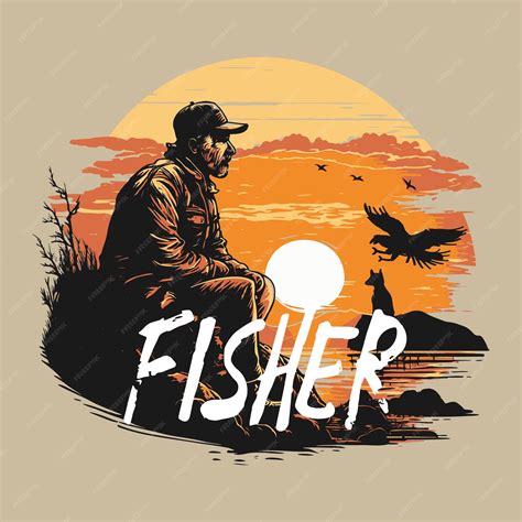 Premium Vector | Fisher logo for t shirt design