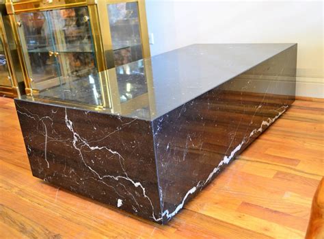 Mid-Century Modern Italian Black Marble Rectangle Low Coffee Table For Sale at 1stdibs