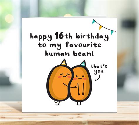 Funny 16th Birthday Card Happy Birthday to My Favourite Human | Etsy UK