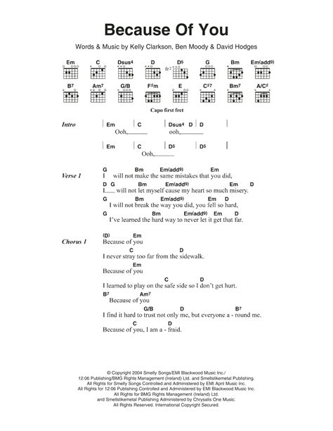 Because Of You Chords - Sheet and Chords Collection