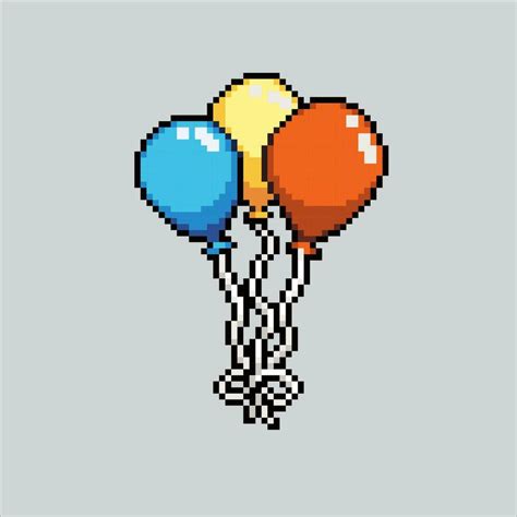 Pixel art illustration balloon. Pixelated balloon. Party Balloon pixelated for the pixel art ...