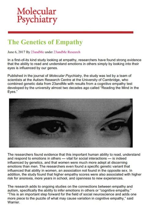 The Journal of Molecular Psychiatry: The Genetics of Empathy - Judith ...