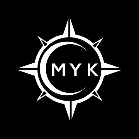 MYK abstract monogram shield logo design on black background. MYK ...