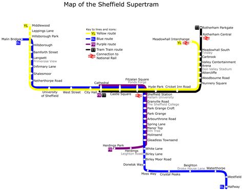 Map/diagram of the Sheffield Supertram (Sheffield, UK) : r/TransitDiagrams