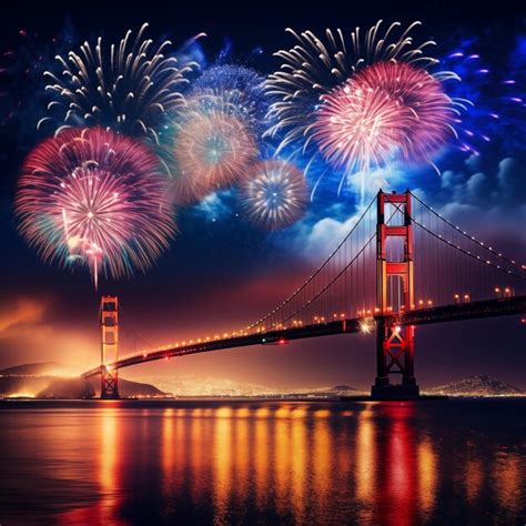 Premium AI Image | fireworks above a bridge