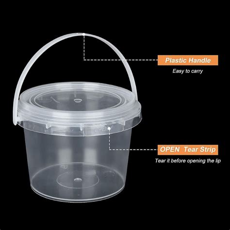 10oz Reusable Clear Plastic Bucket W/ Lid & Handle - 200 Sets – HD Bio ...