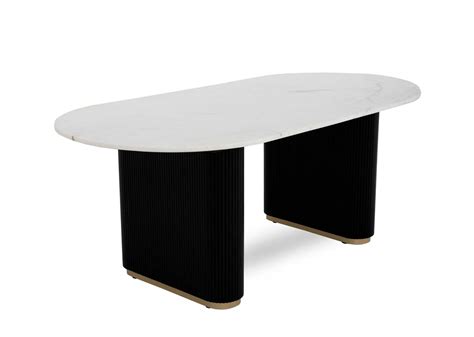 Marble & Black Mango Oval Dining Table - Rego - EZ Living Furniture
