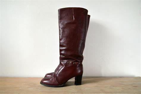 Ladies Red Leather Boots/ Heels