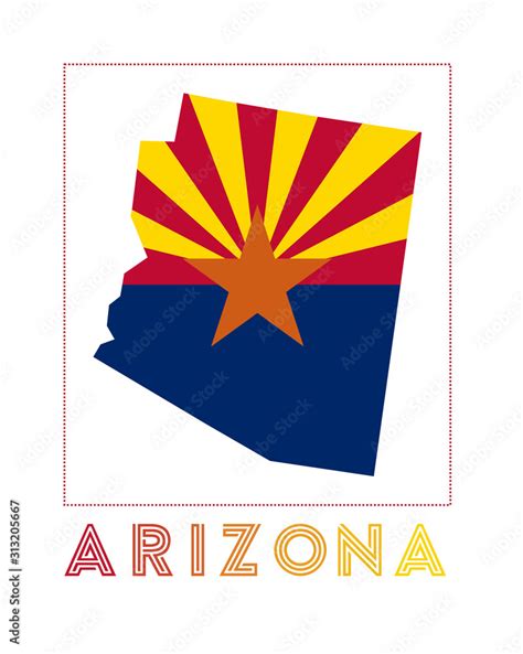 Arizona Logo. Map of Arizona with us state name and flag. Modern vector illustration. Stock ...