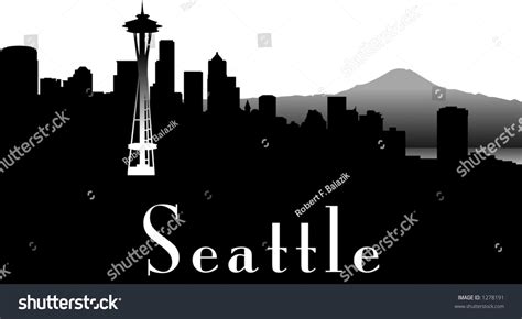 Vector Silhouette Graphic Depicting Seattle Skyline Stock Vector (Royalty Free) 1278191 ...