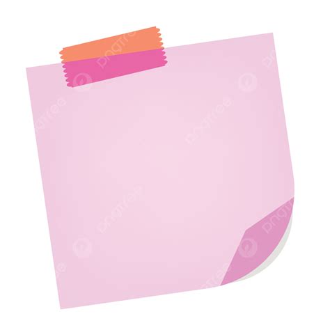 Pink Sticky Note Vector Illustration With Tape, Pink, Notes, Memo PNG and Vector with ...