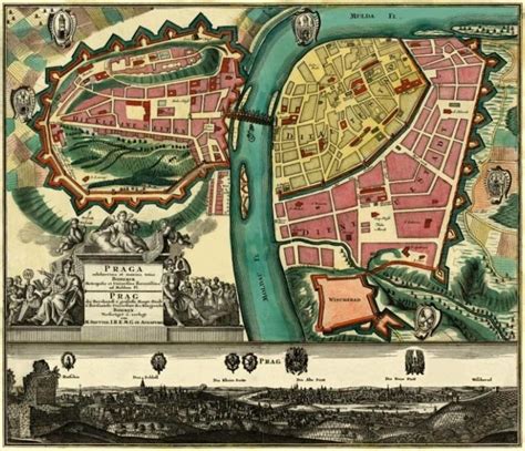 Map of Prague old: historical and vintage map of Prague