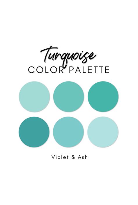 Turquoise Procreate Palette Color Chart Teal Aqua Color - Etsy