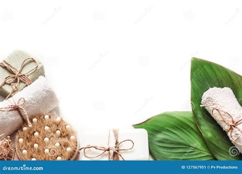 Organic Spa Products on White Background Stock Image - Image of ...