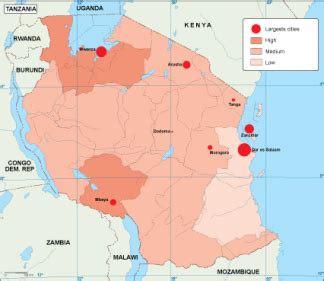 Tanzania population map. EPS Illustrator Map | Vector World Maps