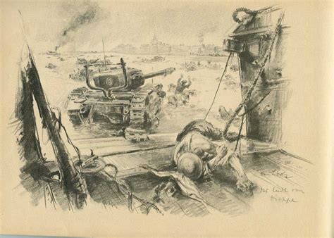 By Hans Liska. Dieppe beachhead, 1942 | War art, Military art, Sketches