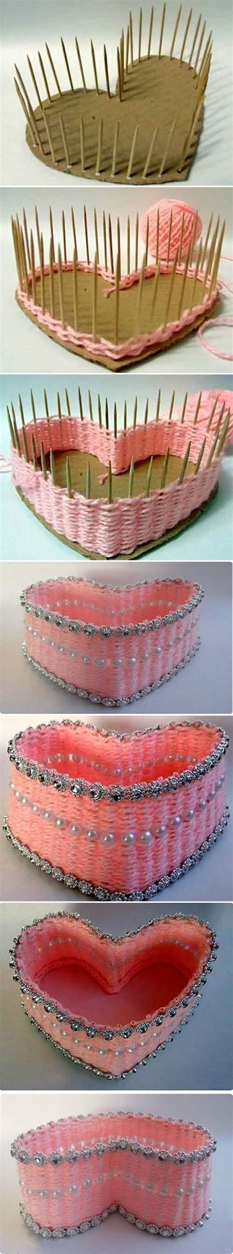 How to DIY Yarn Woven Heart Shaped Basket