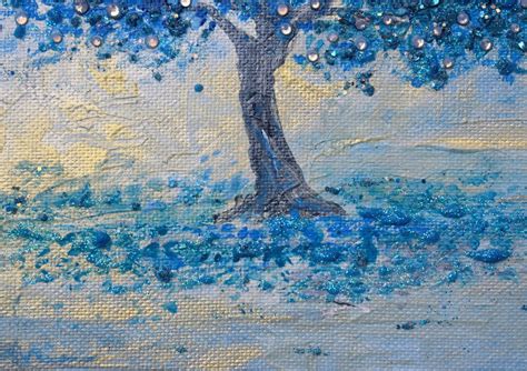 Tree Painting Original Art Blue Tree Artwork Landscape with | Etsy