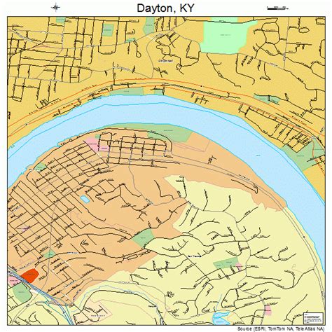 Dayton Kentucky STREET & ROAD MAP KY atlas poster print | eBay