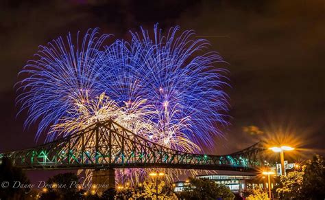 Breathtaking fireworks captured over Montreal's Jacques Cartier Bridge by Daniel Donovan. Danny ...