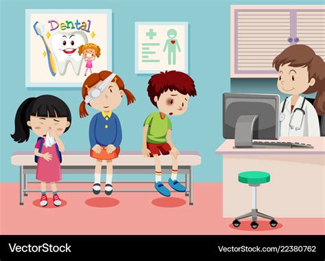 Children in medical clinic Royalty Free Vector Image