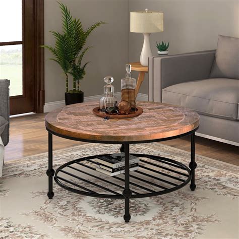 Wooden Coffee Table Designs For Living Room - Round Coffee Table, Farmhouse Coffee Table, Rustic ...
