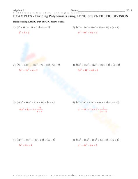 Free Printable Polynomial Long Division Worksheets - Worksheets Library