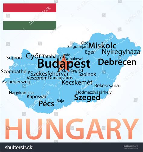 Hungary Map Largest Cities Carefully Scaled Stock Vector (Royalty Free ...