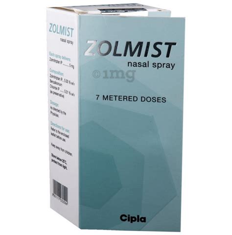 Zolmitriptan (Zolmist Nasal Spray), Cipla Ltd, 7 Mdi In 1 Bottle, Rs 650 /pack | ID: 17962539797