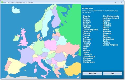 Europe Interactive Map Quiz Software