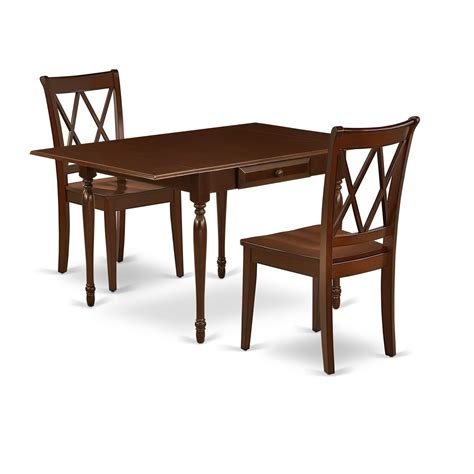 East West Furniture MZCL3-MAH-W 3 Piece Dinette Sets for Small Spaces Offers a Modern Dining ...