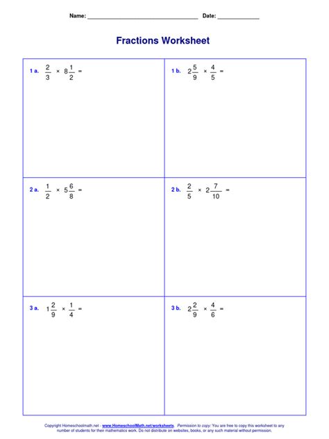 Fraction Worksheet - Multiplication | Download Free PDF | Document ...