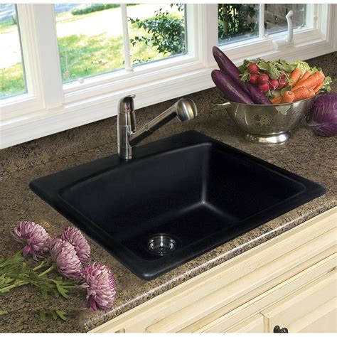 Fhp ESOX25229-1 25" X 22" X 9" Black Composite Granite Top Mount Sink - Walmart.com - Walmart.com