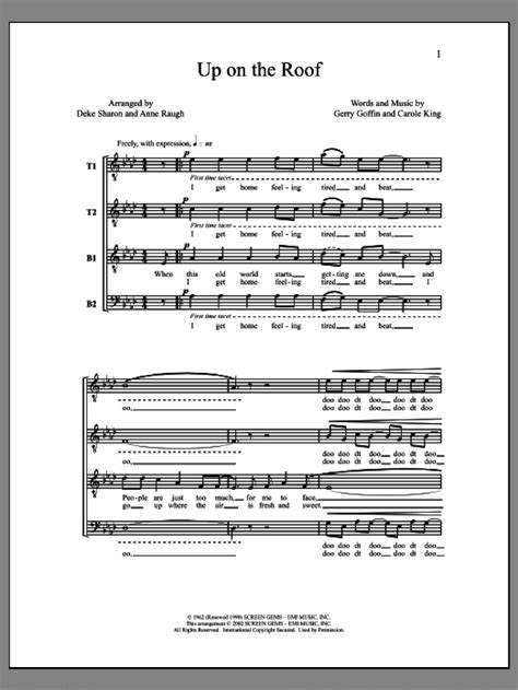 Up On the Roof sheet music for choir (TTBB: tenor, bass) (PDF)